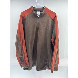 Mens The North Face TKA 100 Micro 1/4 Zip Fleece Pullover XL Brown Orange  A436